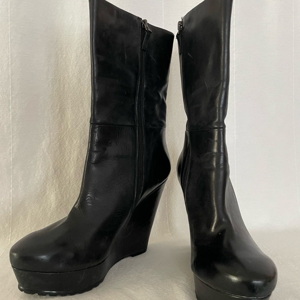 Women's Kick Ass Black Wedge Boots